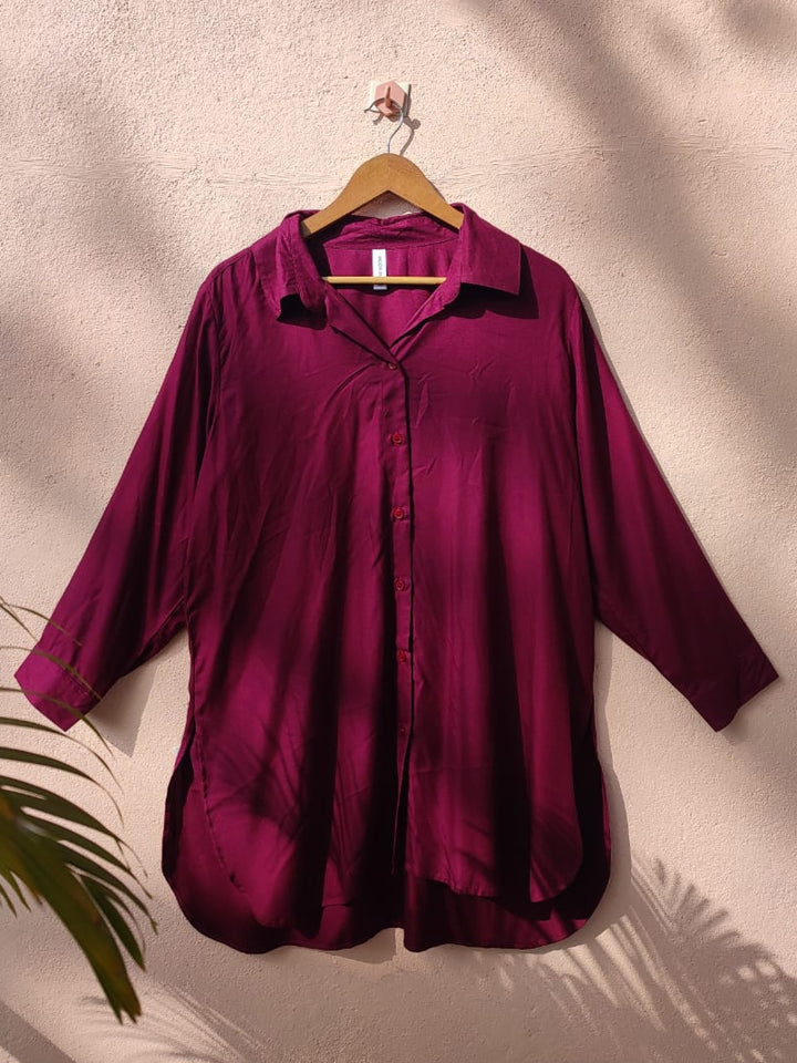 Burgundy Shirt with Buttons