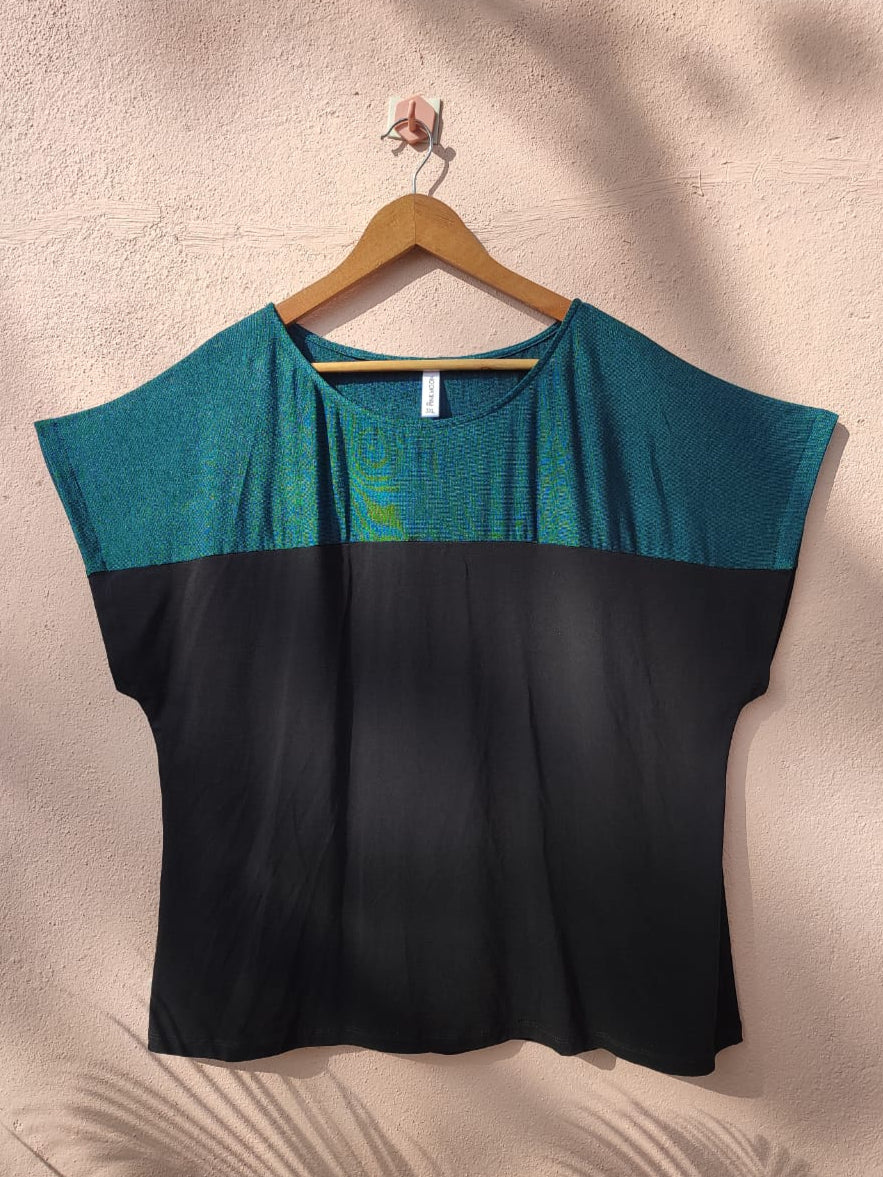 Black and Green Jersey Top