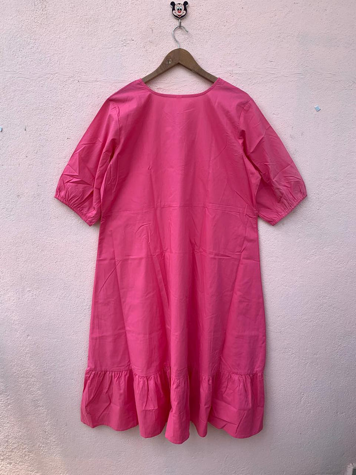 Pink Cotton Button-Down Dress