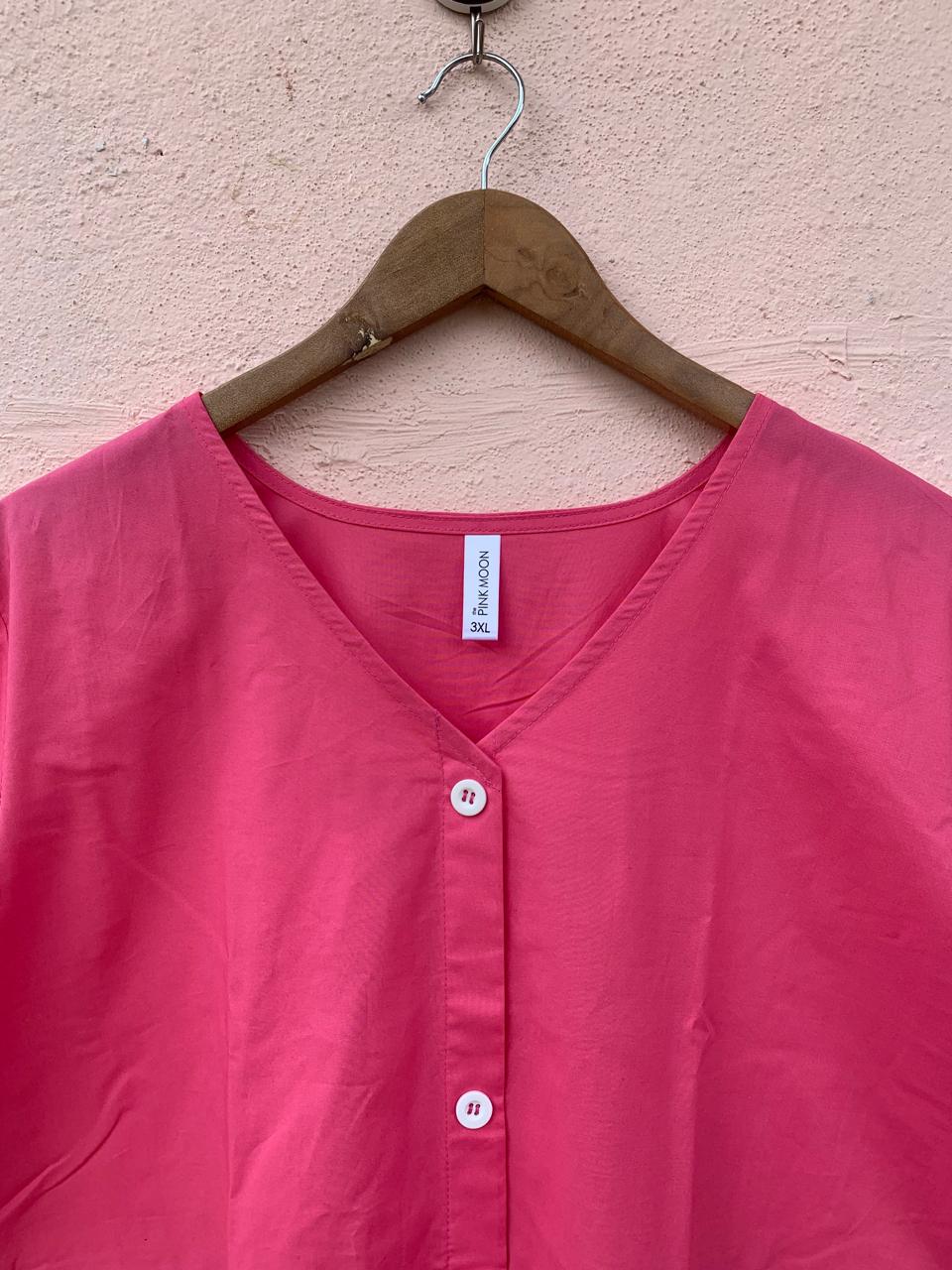 Pink Cotton Button-Down Dress