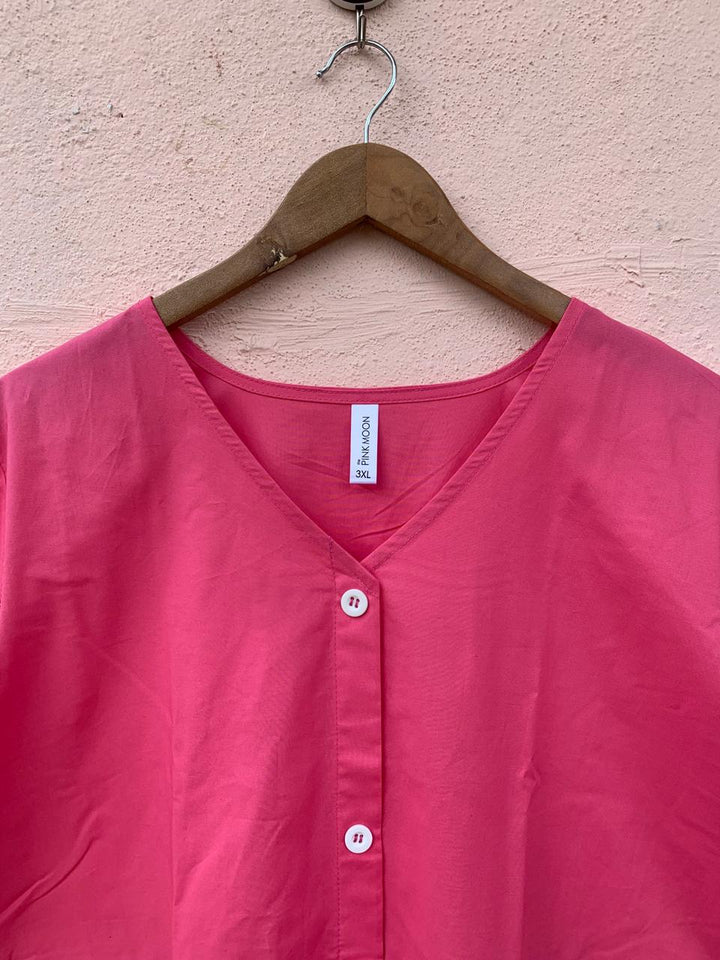 Pink Cotton Button-Down Dress