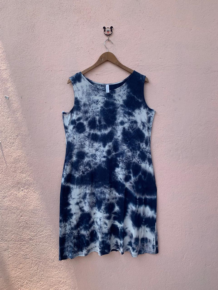 Indigo Swirl Sleeveless Dress