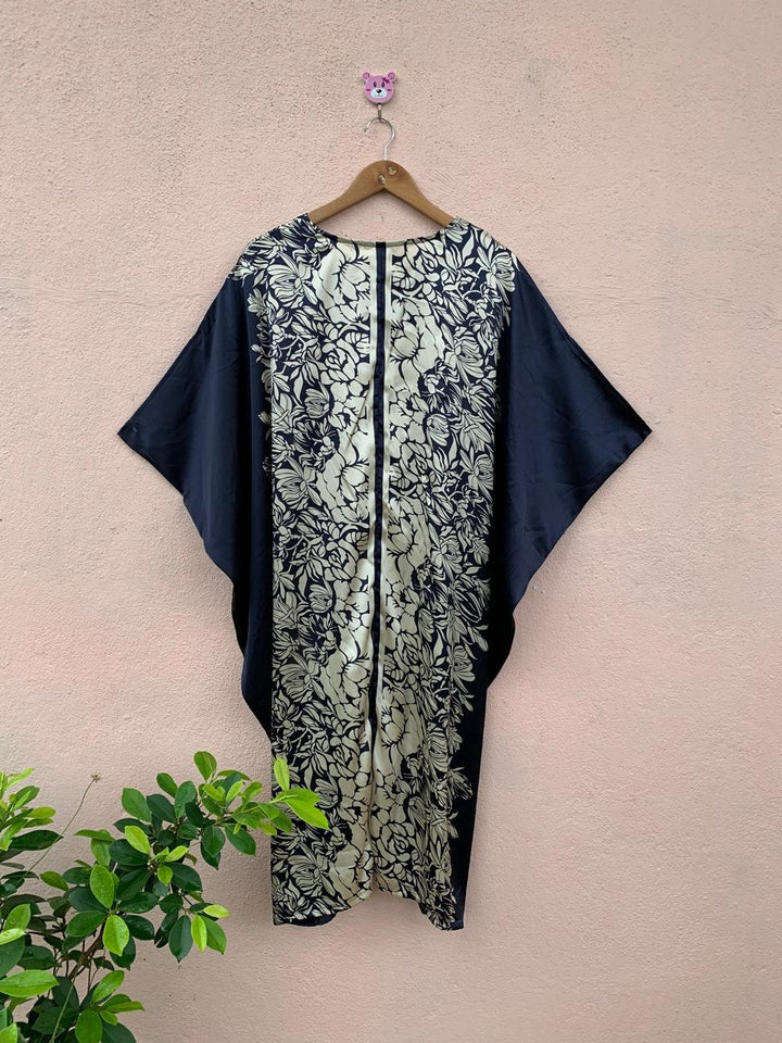 Satin floral Kaftan dress