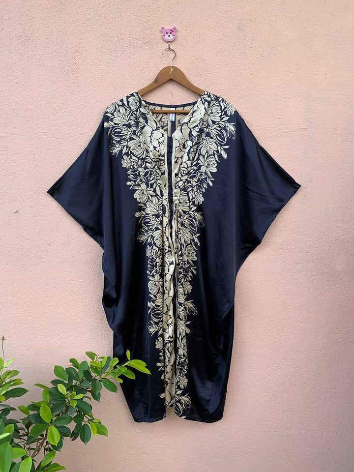 Satin floral Kaftan dress