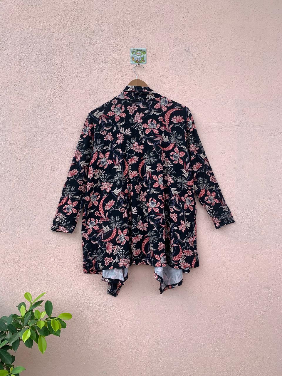 Black & Peach Floral Shrug