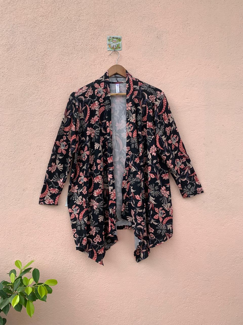 Black & Peach Floral Shrug