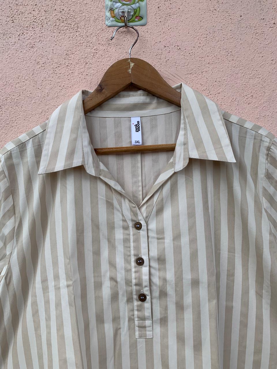 Beige Stride Shirt Dress