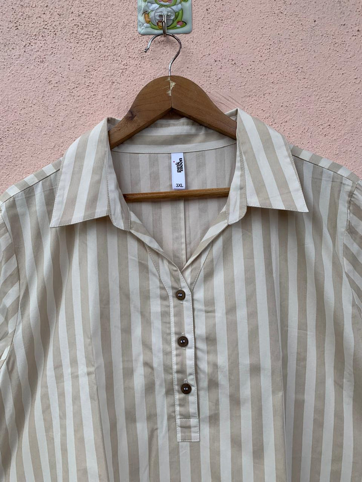 Beige Stride Shirt Dress