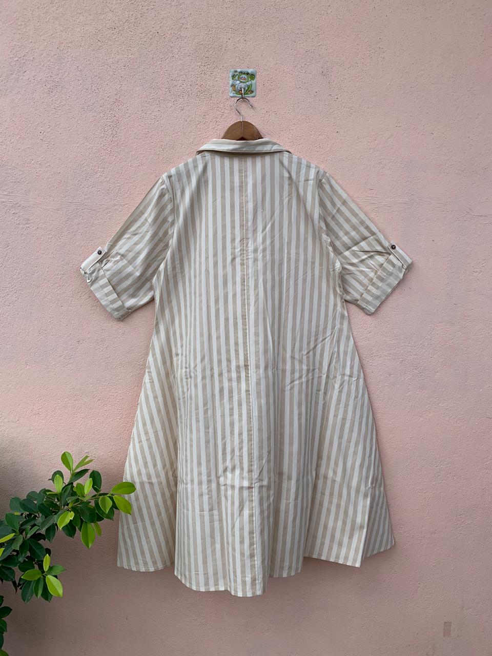 Beige Stride Shirt Dress
