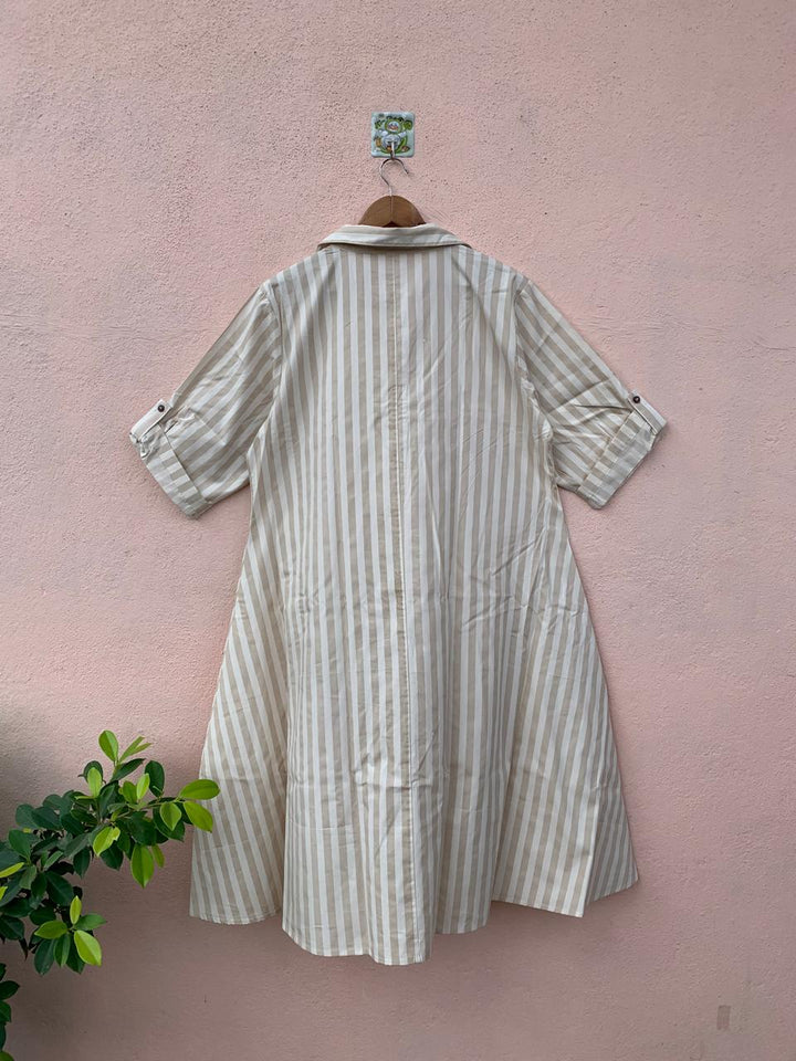 Beige Stride Shirt Dress