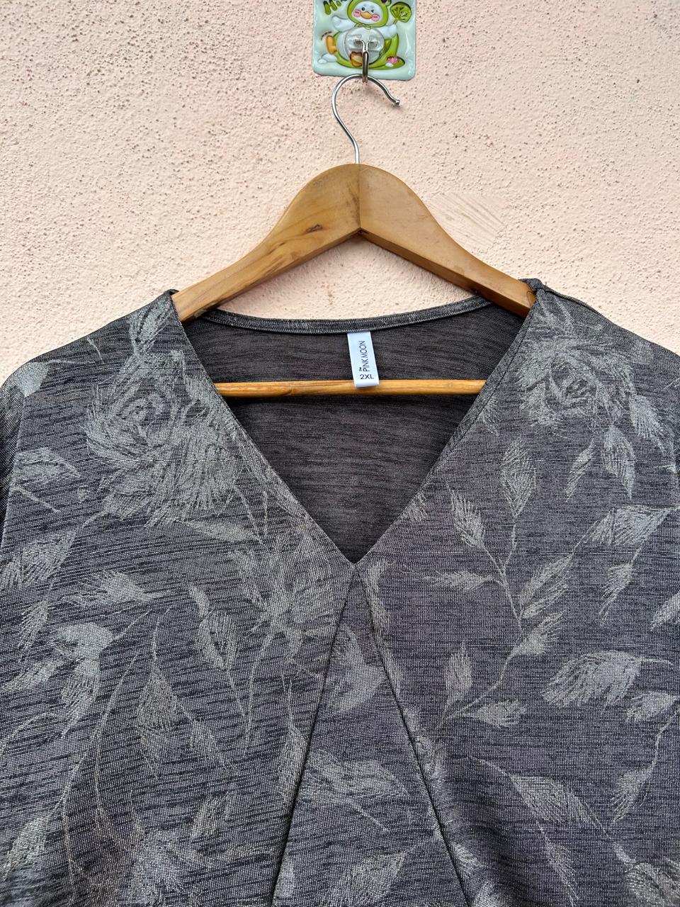Charcoal Floral Knit Top