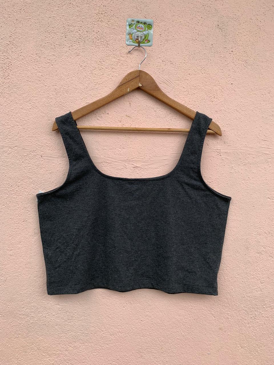 Charcoal Grey Sleeveless Crop Tank