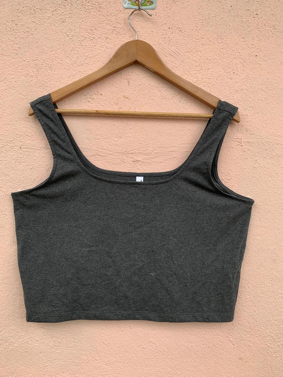 Charcoal Grey Sleeveless Crop Tank