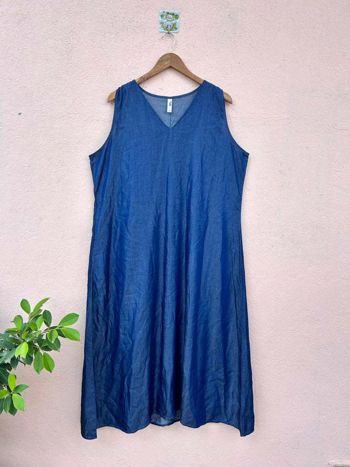 BlueV-Neck Dress