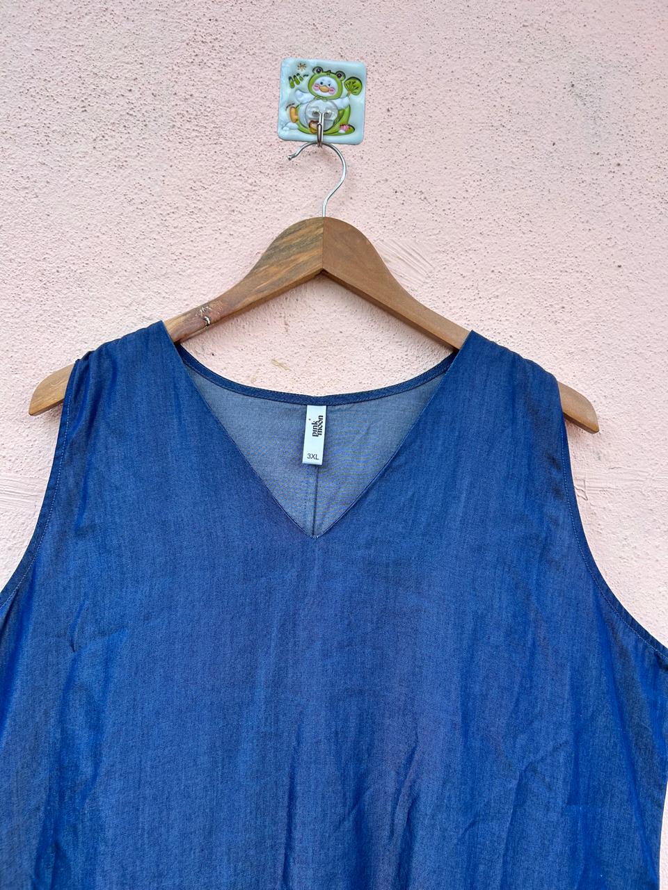 BlueV-Neck Dress