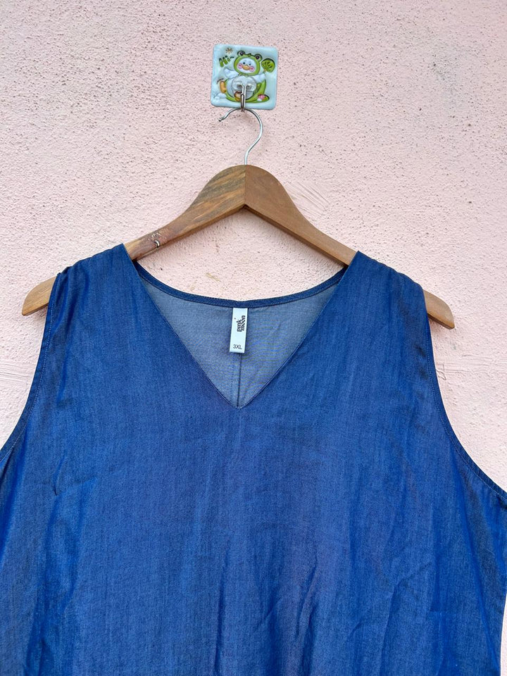 BlueV-Neck Dress