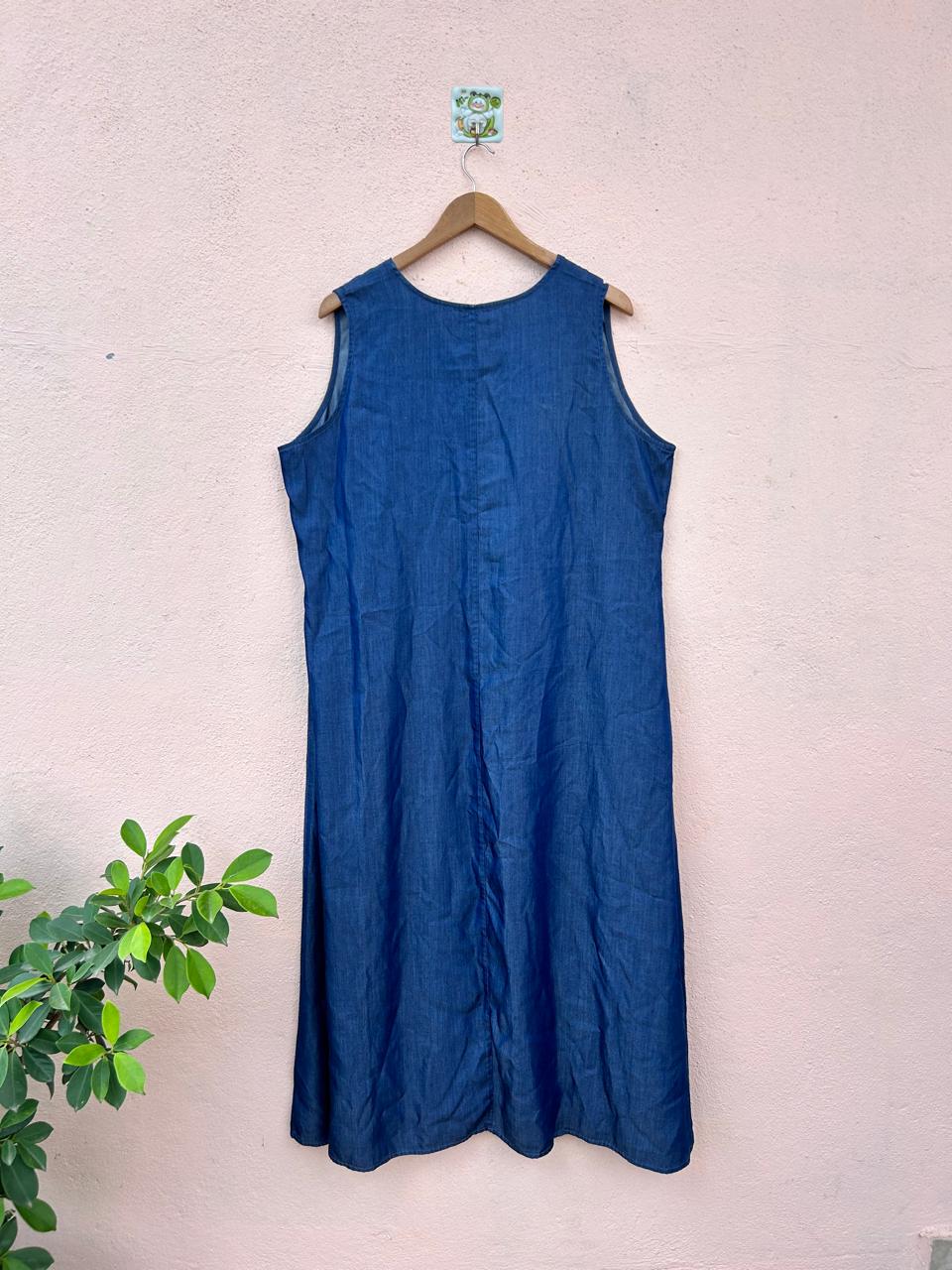BlueV-Neck Dress