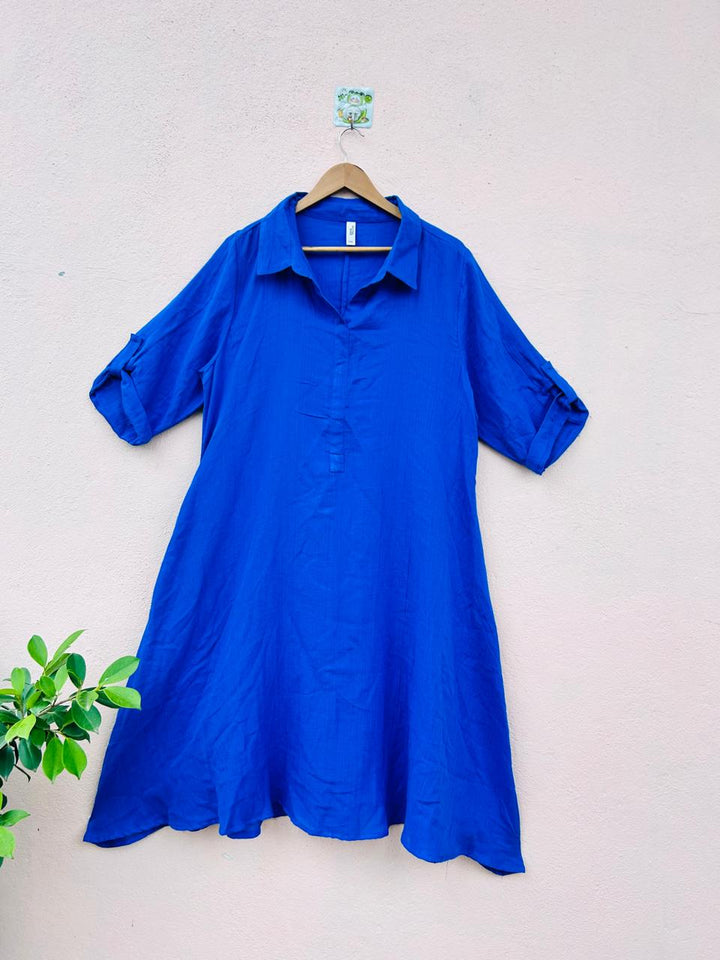 Sapphire Elegance V-Neck Dress