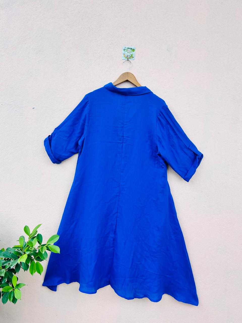 Sapphire Elegance V-Neck Dress