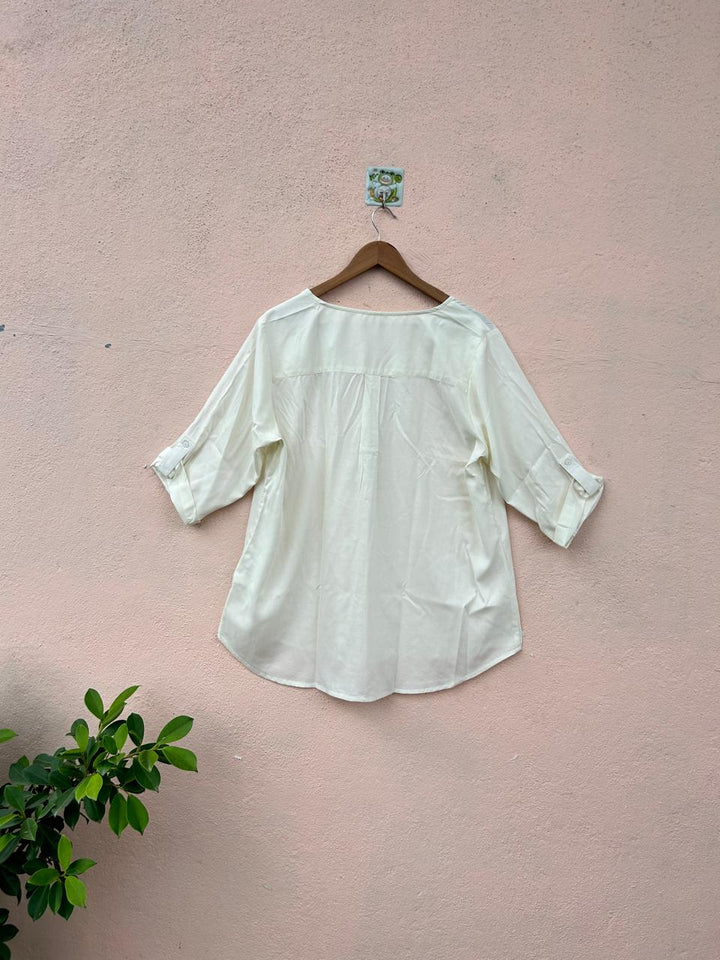 White V-Neck Top