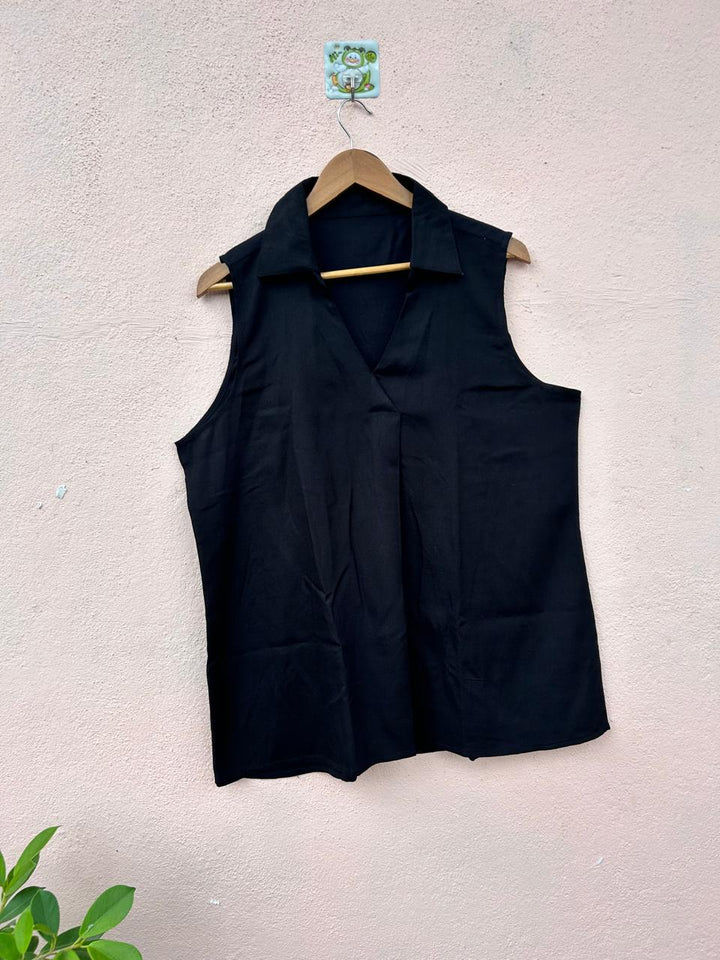 V-Neck Collared Top