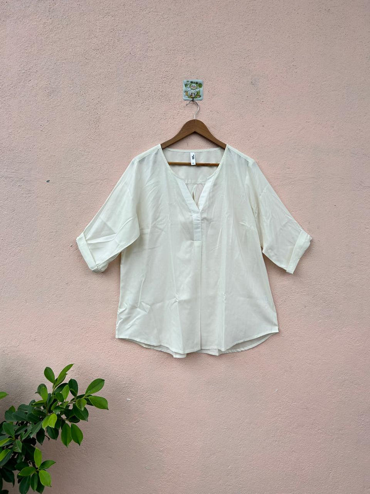 White V-Neck Top