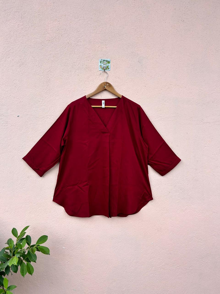 Red V-Neck Top