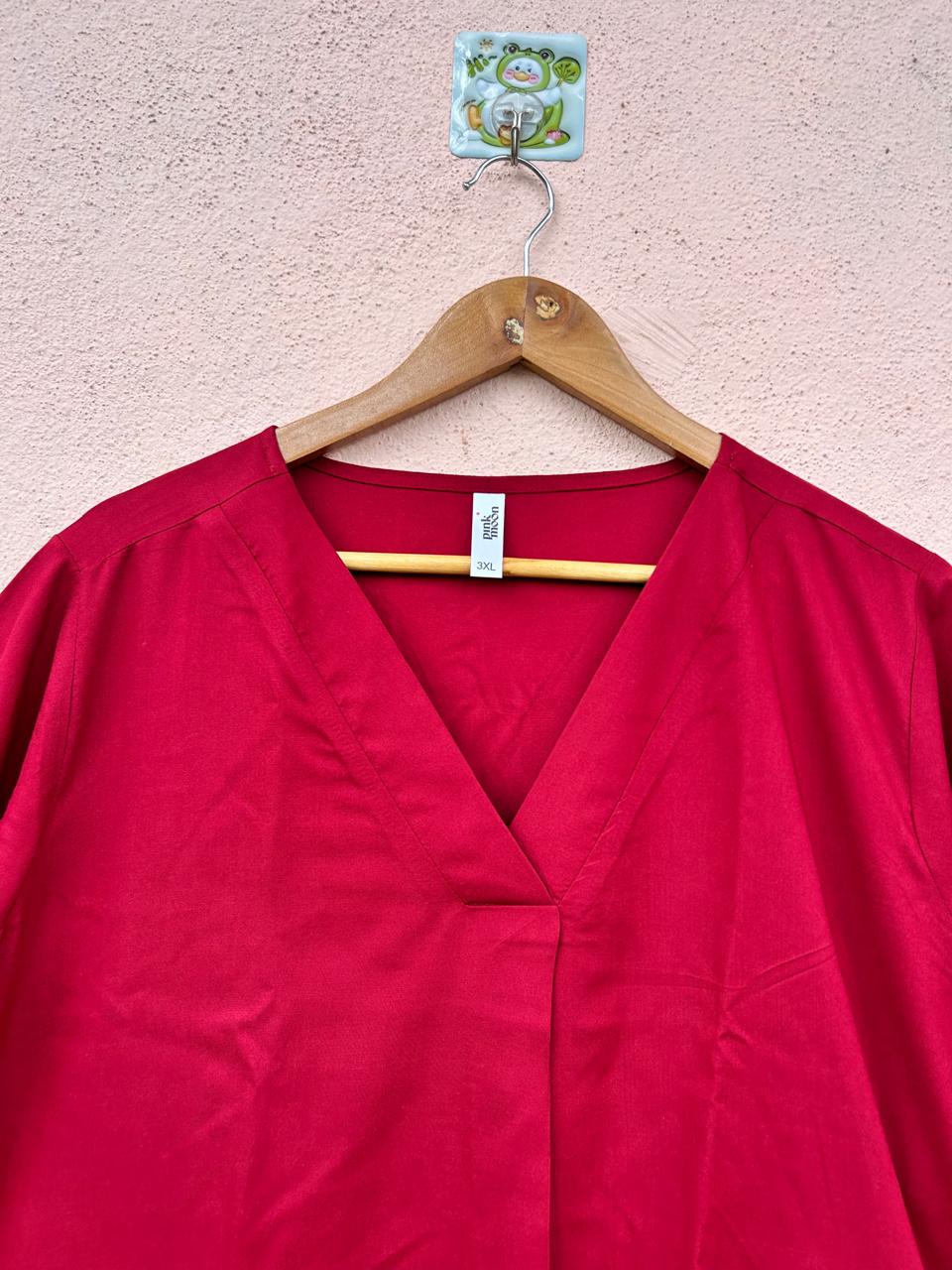 Red V-Neck Top
