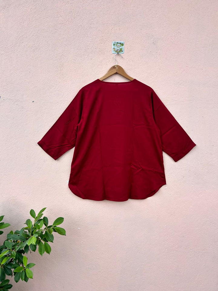 Red V-Neck Top