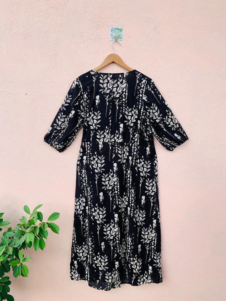 Midnight Print V-Neck Dress