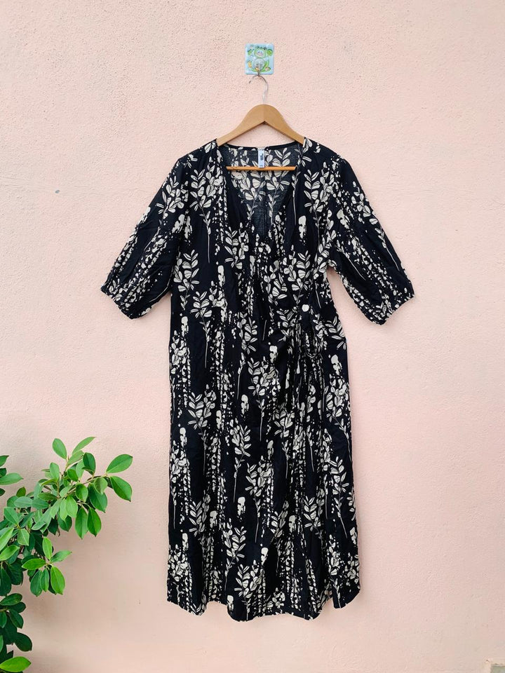 Midnight Print V-Neck Dress
