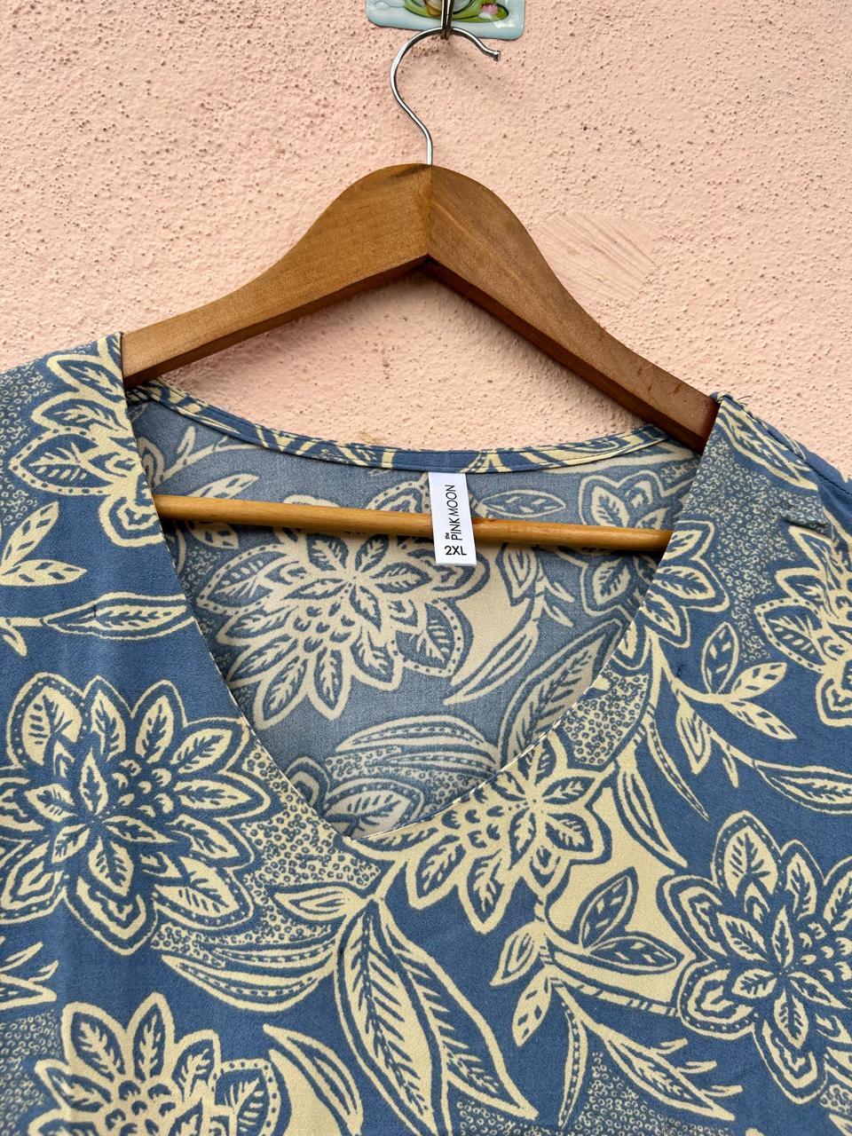 Blue Floral Print Maxi Dress