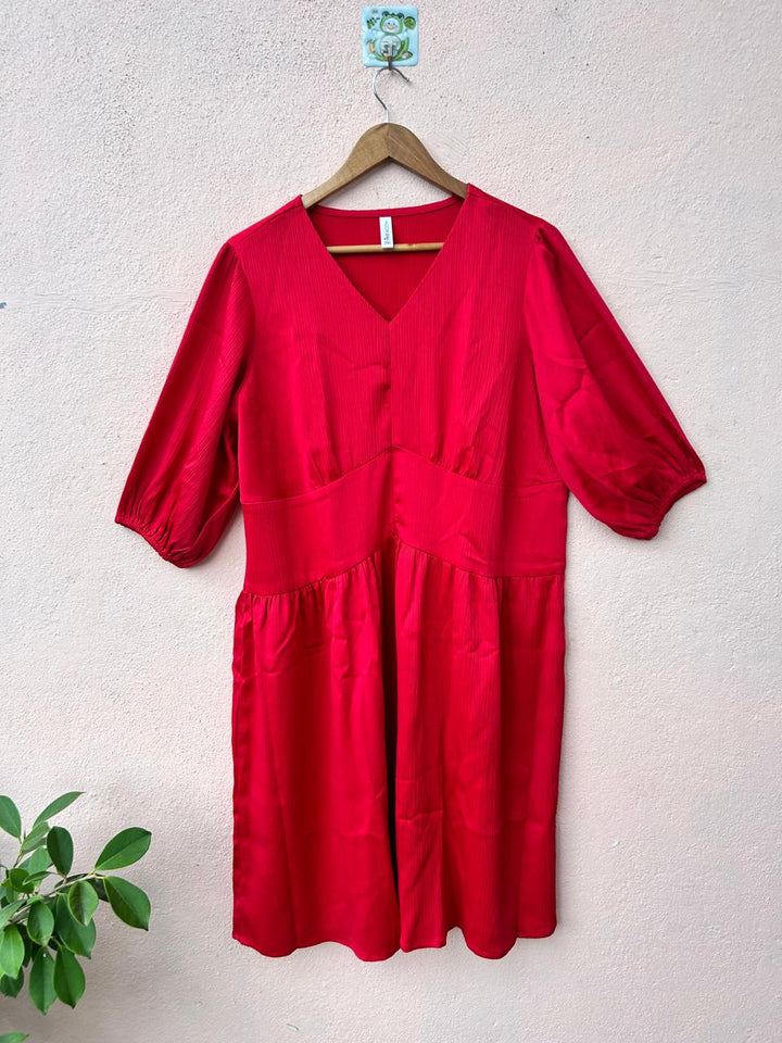 Red Satin Short Dress