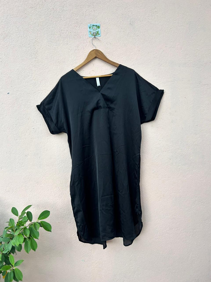 Black Satin Short Dress