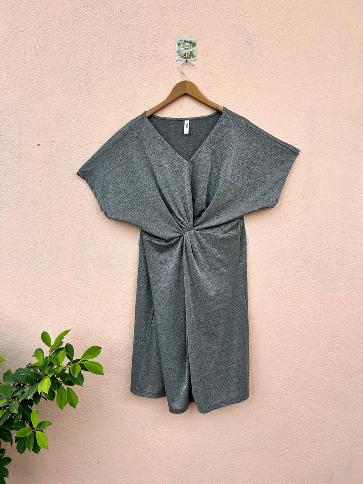 Grey Shimmer Knot Dress