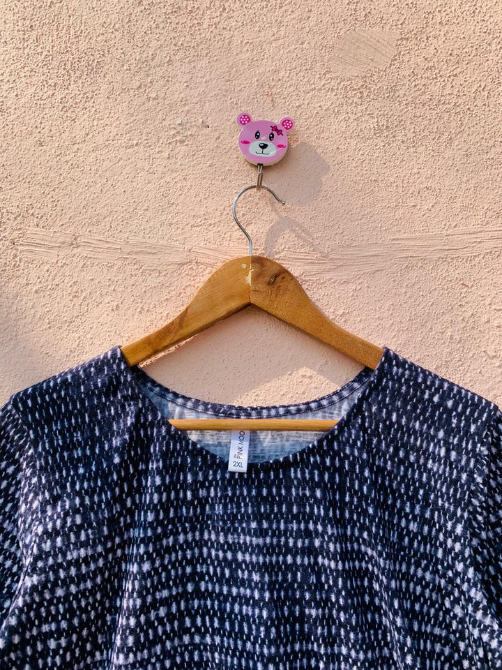 Navy Knitted T-Shirt