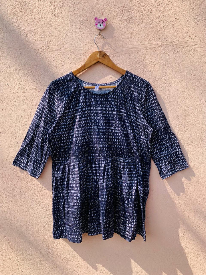 Navy Knitted T-Shirt