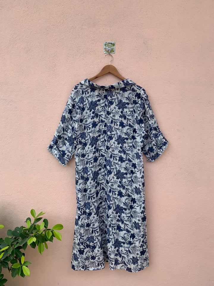 Floral Printed A-Line Shirt Dress