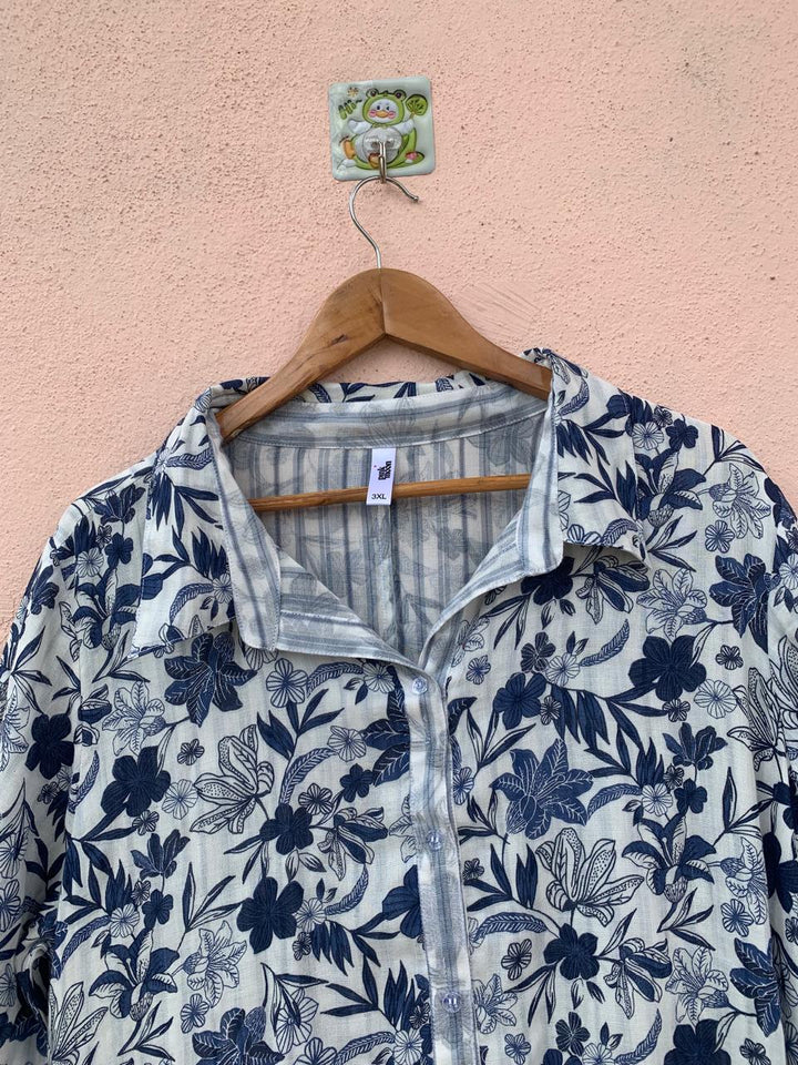 Floral Printed A-Line Shirt Dress
