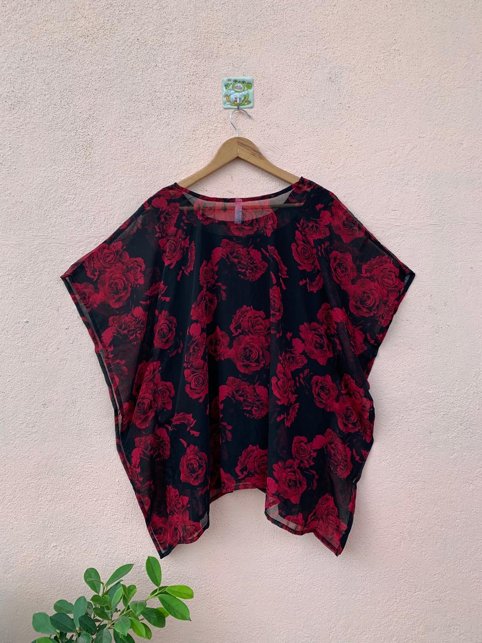 Rose Printed Kaftan Top