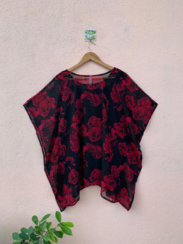 Rose Printed Kaftan Top