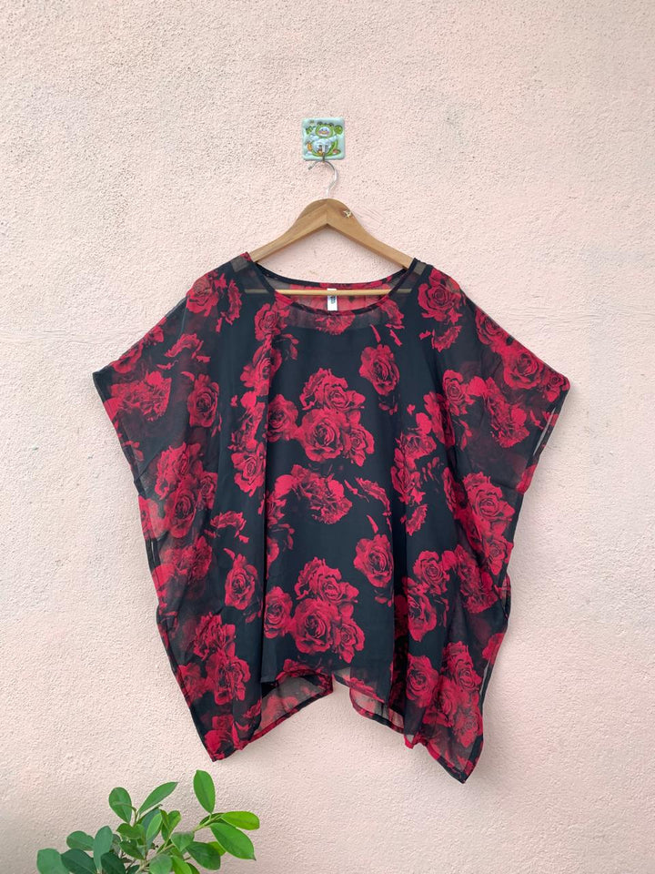 Rose Printed Kaftan Top