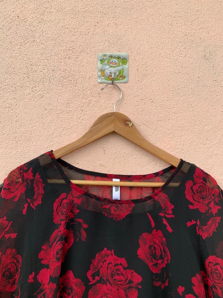 Rose Printed Kaftan Top