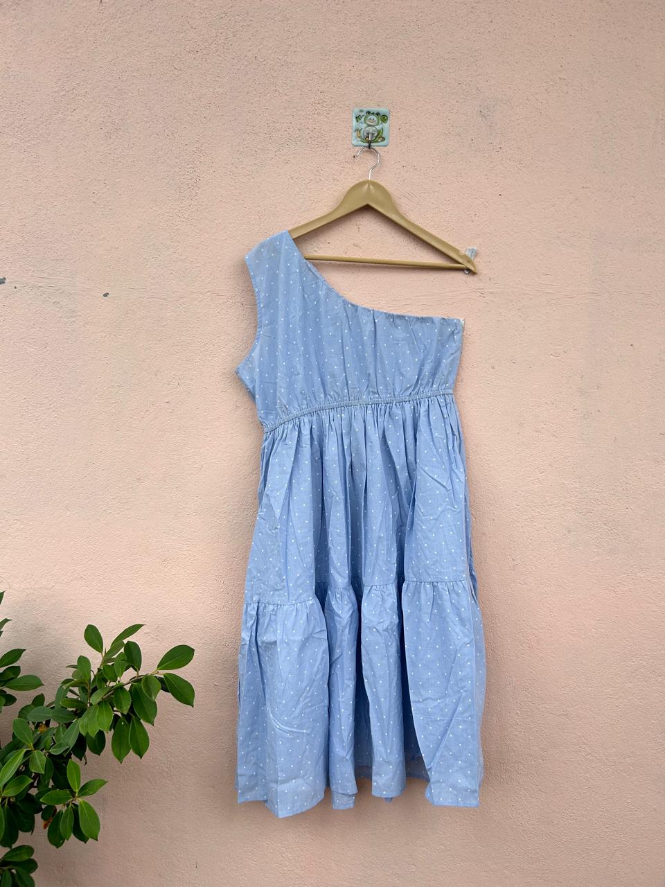 Blue One-Shoulder Dress