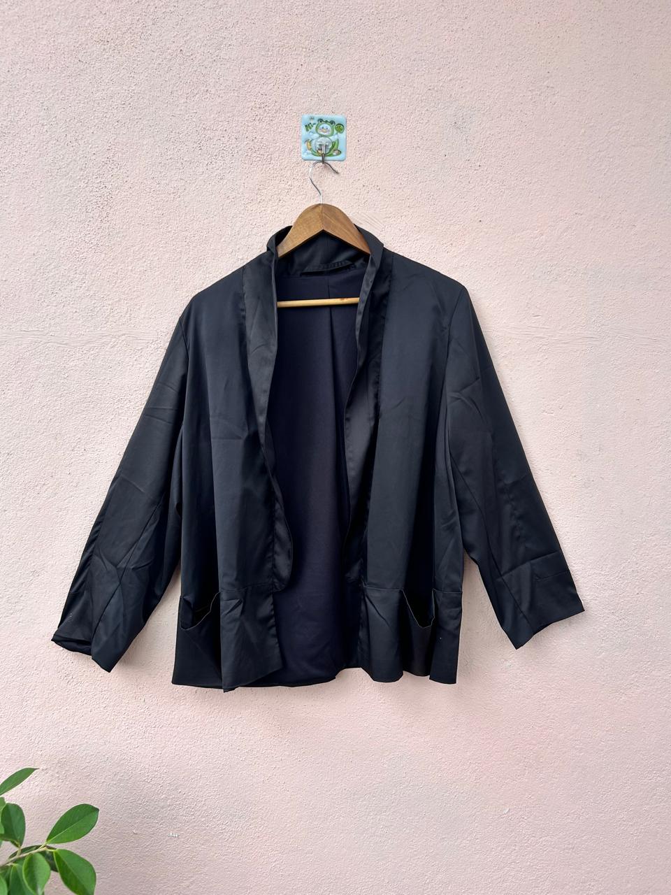 Black Satin Open Blazer