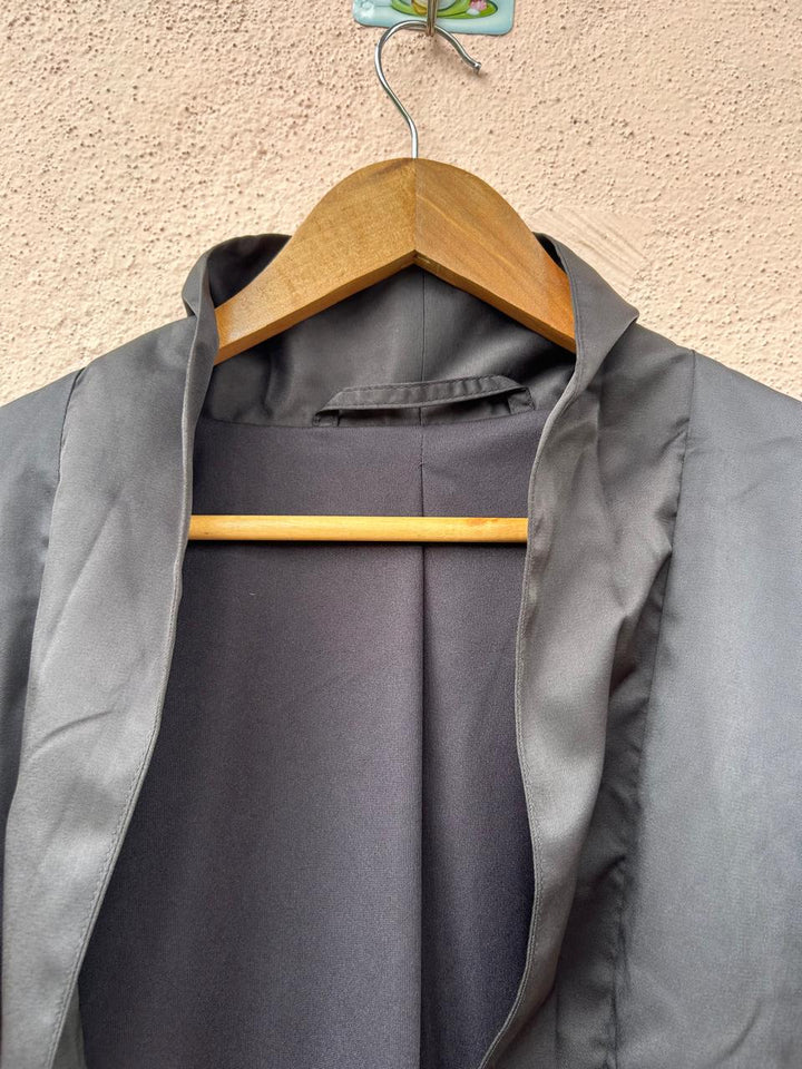 Black Satin Open Blazer