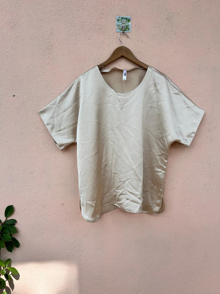 Gold Shimmer Round Neck Top