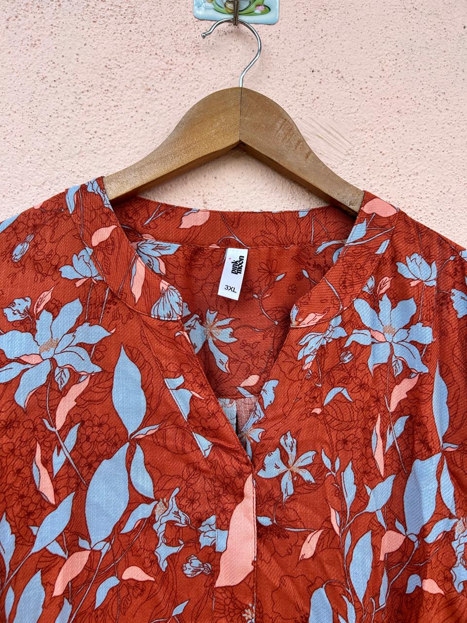 Orange White Floral Dress