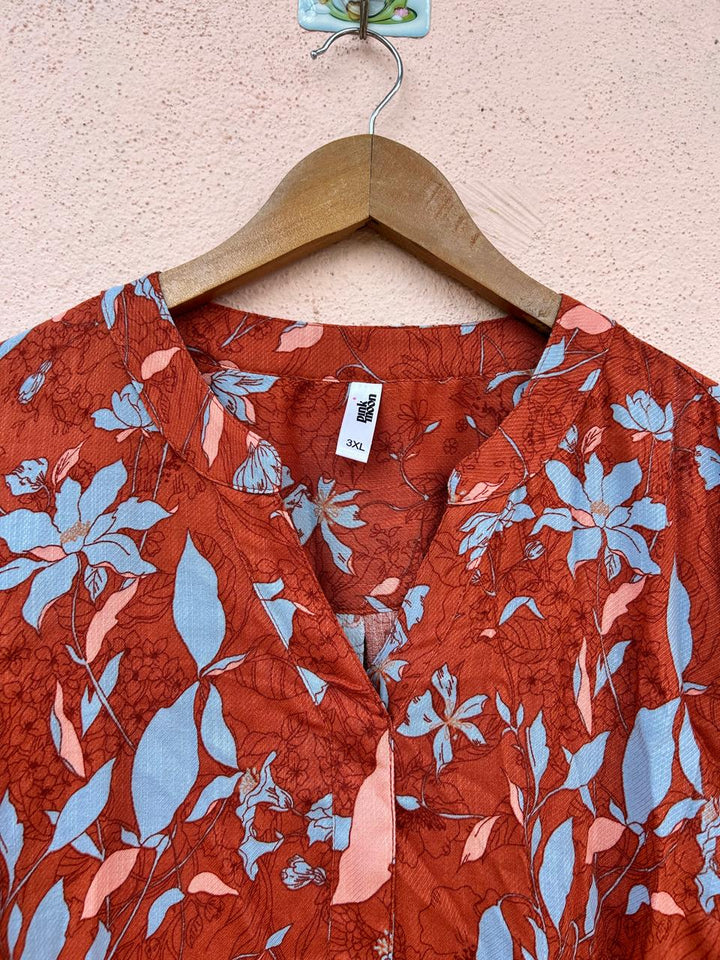 Orange White Floral Dress