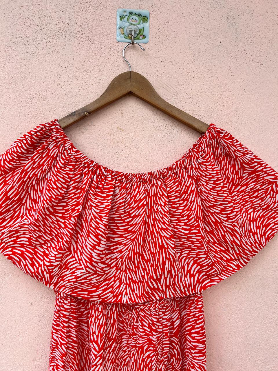 Orange White Printed Dress